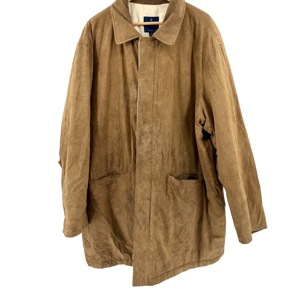Vintage 90s Brooks Brothers Faux Suede Tan Anorak Zip Front Jacket